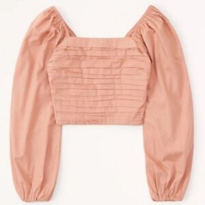 peach ABERCROMBIE & FITCH cropped balloon sleeve top S